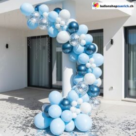 Ballon Girlande Pastell Macaron Blau Weiss Silber 104 teilig