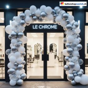 Ballon Girlande Weiss Silber Metallic Konfetti 72-teilig