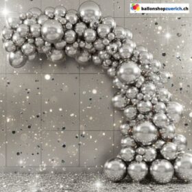 Ballongirlande Silber Metallic Chrome 103-teilig