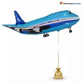 Flugzeug Folienballon Blau Hellblau Jet