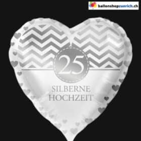 Luftballon 25 Jahre Silberne Hochzeit Folie HAPPY ANNIVERSARY - JAHRESTAG - FROHES JUBILÄUM Party