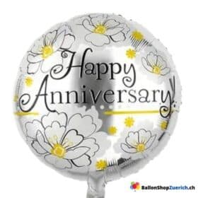 Luftballon HAPPY ANNIVERSARY - JAHRESTAG - FROHES JUBILÄUM Folienballon Party