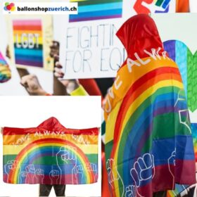 Rainbow Regenbogenumhang LOVE ALLWAYS WINS Pride Gay LGBTIQ* Flagge, Fahnen, Dekorationen Zubehör für Gay Pride Rainbow Party