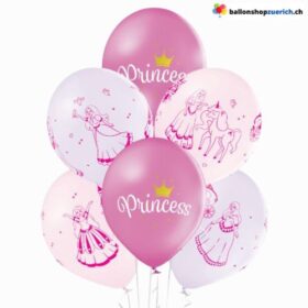 Set 6 Stück Princess Prinzessin Luftballons Dekoration Geburtstag Kinder Latex Ballons Party Mädchengeburtstag Rosa Pink
