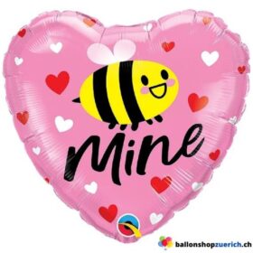 Luftballon Biene Herzballon - be Mine - Love Liebe Verlobung Marry me Hochzeit Geburtstag Valentinstag Party für Deinen Schatz Folie Heliumballon