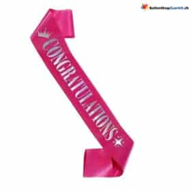 Congratulations - Pink Congratulations Ribbon Sash School Graduation University Anniversary Birthday Sash Party Decoration