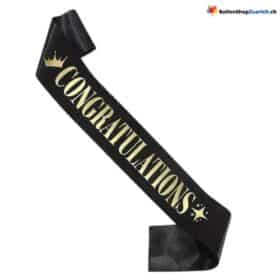 Congratulations - Black Congratulations Ribbon Sash School Graduation University Anniversary Birthday Sash Party Decoration