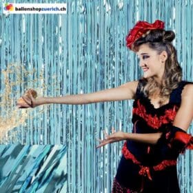 Telón de fondo para fiesta de cumpleaños, color azul claro, con purpurina, para fotos, 1 x 2,5 m