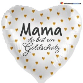 Luftballon Herzballon Mama Du bist ein Goldschatz Folie-Jumbo Geburtstag Valentinstag Muttertag Party Heliumballon