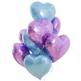 Luftballone Herz Medium Set 10 Stück Lila und Blau Gemischt - Folie Heliumballone - Liebe Hochzeit Geburtstag Party Luftballons Valentinstag