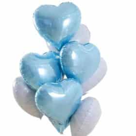 Luftballone Herz Medium Set 10 Stück Weiss und Blau Gemischt - Folie Heliumballone - Liebe Hochzeit Geburtstag Party Luftballons Valentinstag