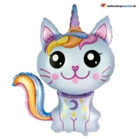 Zauberkatze Blau Luftballon Folie Einhorn Unicorn Dekoration Kinder Party Unicornio