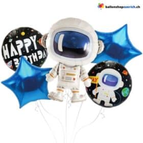 5er-Set Ballonstrauss Astronaut - Weltraum Weltall Space Geburtstag Party Ballon Folieballon Luftballon Dekoration Kinder