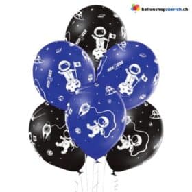 6 Stück Set - Astronaut Space - Heliumballon Latex Natur Kautschuk Luftballons Kinder Dekorationen Party