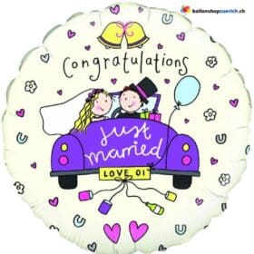 CONGRATULATIONS - JUST MARRIED - Ballon Folieballon Dekoration Hochzeit Luft Ballon Liebe Party Luftballon