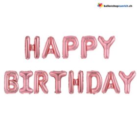 Happy Birthday Schriftzug Rosègold Champagner Girlande Luftballons Buchstaben Dekoration Luftballons Folie Geburtstagsfeier