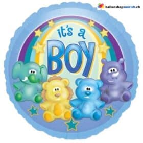 It's a Boy - Blau Zoo Dekoration Helium Luftballons Junge Party Folieballon Genderparty Babyshower Geburt