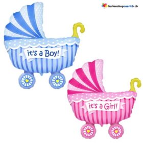 Kinderwagen Baby Boy Girl Mutter Luftballons Pink Blau Folienballon Event Party Geschenk Geburtstag Ballon