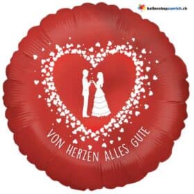 LIEBESPAAR - VON HERZEN ALLES GUTE - ROT - Ballon Folieballon Dekoration Hochzeit Verlobung Jahrestag Gold Silber Luft Ballon Liebe Party Luftballon