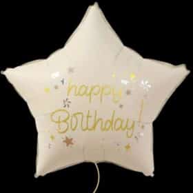Luftballon Happy Birthday Stern Cremeweiss Folie Ballon Dekoration Heliumballon