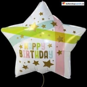 Luftballon Happy Birthday Stern Weiss Sternchen Color Folie Ballon Dekoration Heliumballon