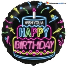 Воздушный шар «С днем ​​рождения», торт, неоновый гелиевый шар, фольгированный шар