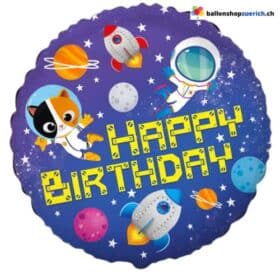 Luftballon grosser Happy Birthday SPACE Rakete Weltraum Astronaut Raumschiff Heliumballon Folieballon