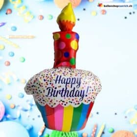 Гигантский воздушный шар в форме кекса с надписью «С днем ​​рождения», свеча, шар для детского дня рождения, гелиевый шар