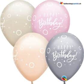 Set 4 Stück Happy Birthday Pastell Latex Ballons Geburtstag Party Luftballons
