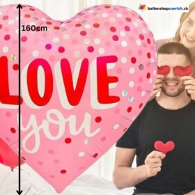XXXL Luftballon grosses Herz Rosa "LOVE YOU"