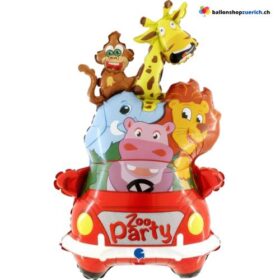 Grosser Luftballon Folie Ballon Auto Zoo Party Jungle Nilpferd Affe Giraffe Elefant Löwe