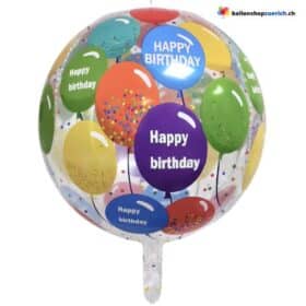 Luftballon Happy Birthday 4D Kugel Heliumballon - Luftballons Farbig Bubble Transparent