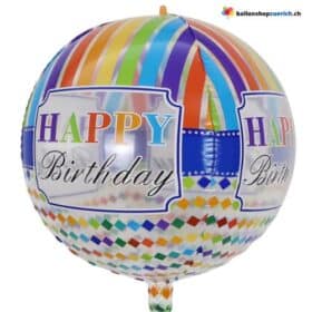 Luftballon Happy Birthday 4D Kugel Heliumballon - Regenbogen Farbig Bubble Transparent