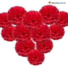 12 Stück Rote Papier Pom Poms Hängende Papierblumenkugel, Dekoration für Hochzeit, Geburtstag, Valentinstag Partydekorationena