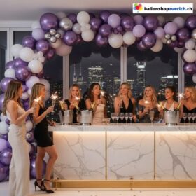 Ballongirlande Lila Weiss Silber 141-teilig