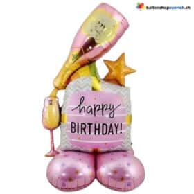 Grosse Stand Champagner Sekt Flasche Pink