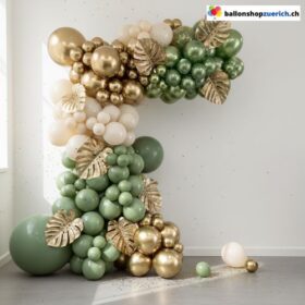 Ballongirlande Grün Gold Sandweiss 135 Stück