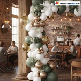 Ballongirlande Grün Gold Weiss 137 Stück Set Ballon Bogen Party