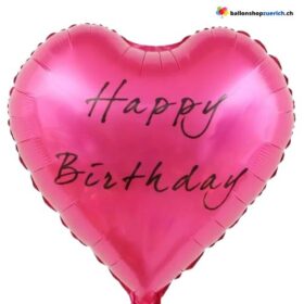 Happy Birthday Herz Pink Rosa Luftballon - Folien Ballon Geburtstagsfeier Dekoration Party