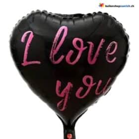 I Love you - Schwarz Love Folienballon Luftballon Liebe Herz