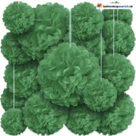 16 pompons en papier vert, boules de fleurs suspendues, décoration pour mariages, baptêmes, confirmations, communions, anniversaires, décorations de fête