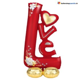 Love Standballon Rot Gold