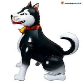 3D Husky Hund Schwarz Folie Luftballons Cartoon Ballon Kinder Spielzeug Dekoration