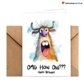 Biglietto di auguri di buon compleanno "OMG Quanti anni???" con busta