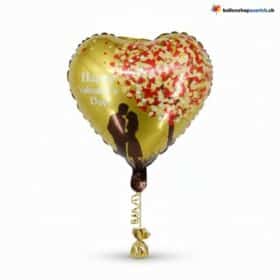 Happy Valentine's Day Herz Ballon Gold & Liebespaar