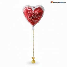 Happy Valentine's Day Herz Ballon Weiss & Rot