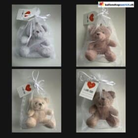 Säckchen mit "I Love you" Kärtchen und Bär Plüschtier Teddybär Stofftier als Geschenk oder als Ballongewicht für einzelnen Ballon