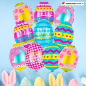 10er Set Ostereier Luftballons Ostern Eier Hase Happy Easter