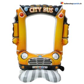Fotorahmen Stadtbus - Schulbus Stand Schulanfang 1. Schuljahr Kindergarten Party Luftballon Dekoration