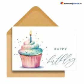 Biglietto di auguri di buon compleanno "Candela muffin" con busta